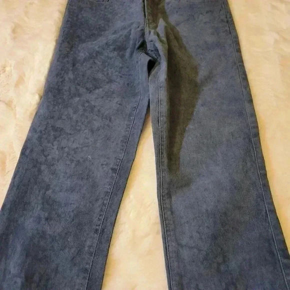 Theory Washable Stretch Genuine Suede Leather FivePocket Cropped Pants Blue Lamb - Picture 4 of 11